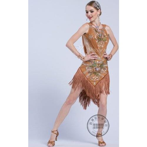 Latin dance competition dress Dress sexy Side - open latin ballroom dance dress Rumba Foxtrot dance dresses for women 17210