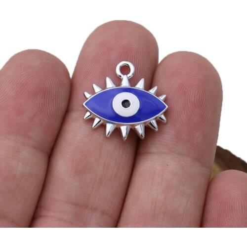 10PCS Enamel Blue Evil Eye Charm Pendant Jewelry Making Bracelet Necklace DIY Earrings Accessories Craft