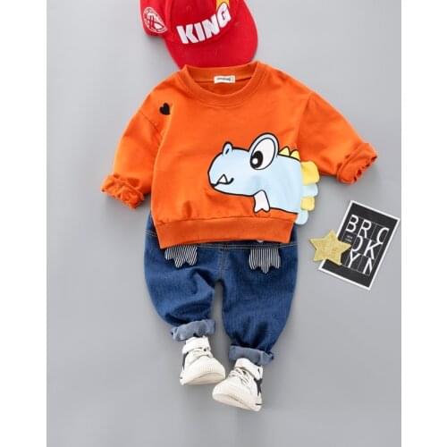 Hot Kids Baby Boy Girl Cartoon Clothes Set Cute Toddler Clothes Spring Fall Cotton Casual Suit For Boy Infant 1-4 Years
