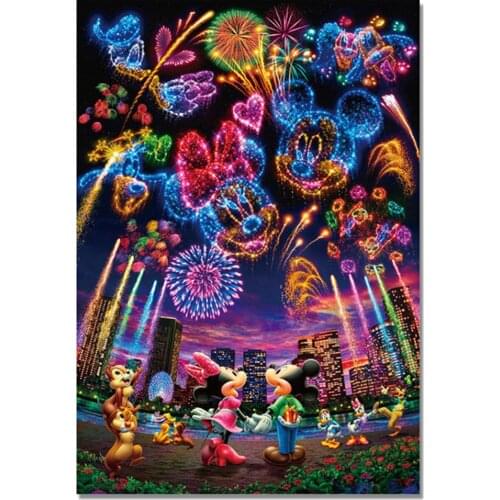 QIZITENG 5D Full Square/Round Disney Mickey Minnie Firework Diamond Embroidery Paintings Mosaic Cross Stitch Home Decoration New
