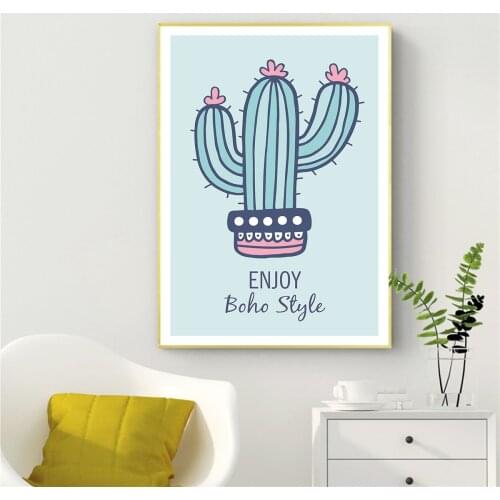Nordic Pineapple Cactus Cute Simple Strokes Fresh Summer Canvas Combination Decorative Painting Home Decor Art Wall Room Decor