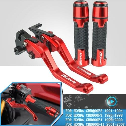 For Honda CBR 600 F2 F3 CBR600F4 CBR600F3 CBR600F4i 2001-2007 Motorcycle Folding Adjustable Brake Clutch Levers+Grips Accessorie