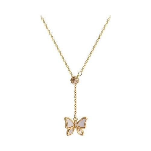 Titanium Steel Butterfly Necklace Fairy Mori French Personality Gas Advanced Sense Youtuber Female Necklace