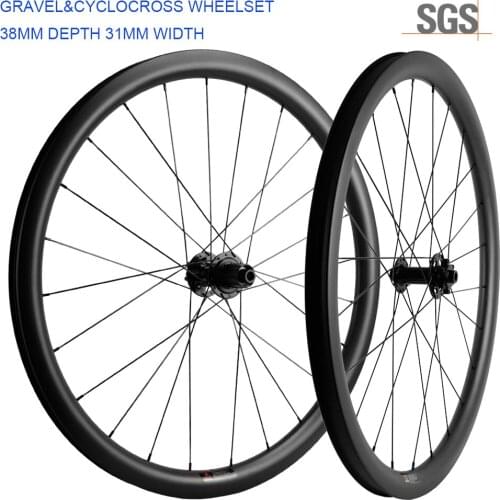 38mm Gravel Carbon Wheels 700C CycloCross Clincher&Tubeless Disc Brake Wheelset