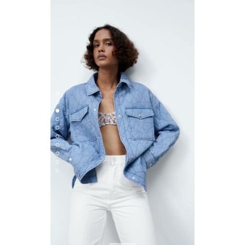 Za 21 fall womens diamond single-breasted cotton jacket jacket with lapel in solid color