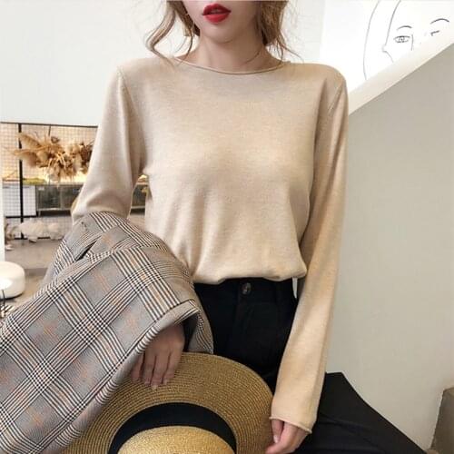 Womens Sweaters Half High Collar Clothing for Women Long Sleeve Plus Size Tops Women Knitted Cotton Sweater Woman Basic Clothes