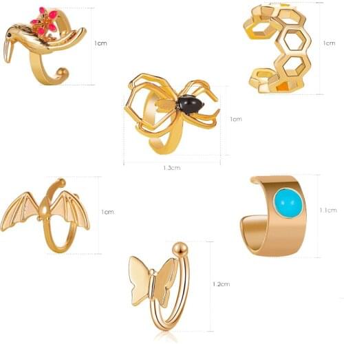 1 PCS Non-Piercing Clip Earring Trendy Simple Small Gold Color Butterfly Spide Animal U-shaped Ear Cartilage Cuff Jewelry