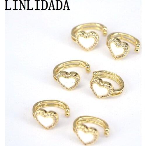 10Pairs Micro Pave CZ Enamel Heart shape Ear Cuff,Cartilage Cuff,Simple Ear Cuff no Piercing