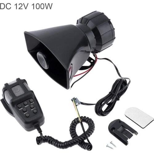 100W 12V 7 Sound Super Loud Car Electronic Warning Siren Motorcycle Alarm Horn Firemen Ambulance Speaker Loudspeaker with MIC