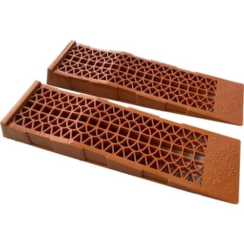 2 Packs 3300 Lbs Capacity Low Profile Plastic Car Service Ramps Truck Vehicle Chocks Groove Surface Tramps Hollowed-out Board