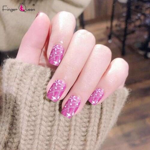 Charming Pink Color Nail Art Short Square Head Wearable Fake N ails Full Cover Removable Push-on Nail Design 24pcs