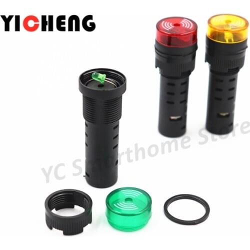 3Pcs red green yellow LED flash alarm indicator light signal lamp Flash buzzer DC 12V 24V AC 110V 220V 16mm AD16