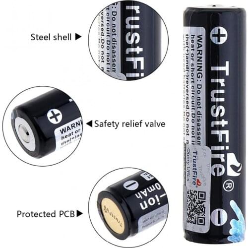 5pcs/lot High Capacity TrustFire Protected 18650 2600mAh 3.7V Lithium Battery Rechargeable Batteries with Safety Relief Valve