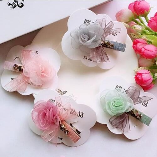 Pet Cats Grooming Accessories Clips Dogs Rose bow with a clip of bangs 6cm 5pcs/lot