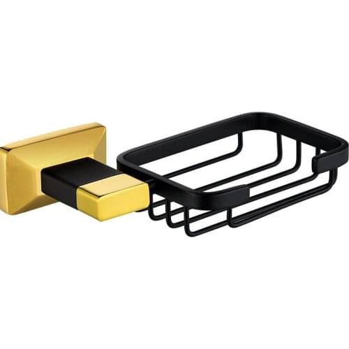 Bathroom accessories hardware Luxury gold and black brass copper bathroom Soap basket Soap dish holder--6654