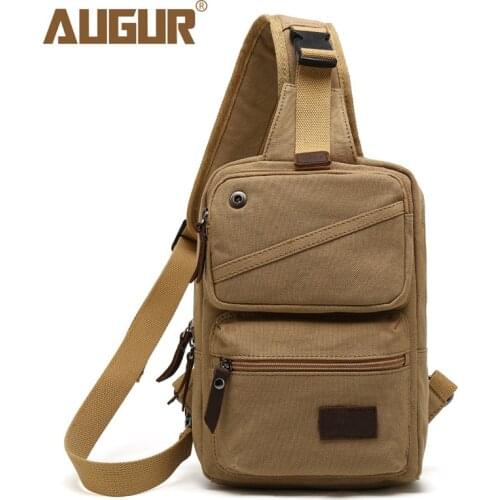 Aoge new canvas bag mens chest bag Korean version of cross body small bag sports ear hole line shoulder bag