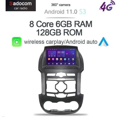 360 Cam Carplay 9" Android 10.0 Car Radio Multimedia VIdeo Player For Ford Ranger F250 2011 - 2015 6G+128Gb Navigation GPS IPS