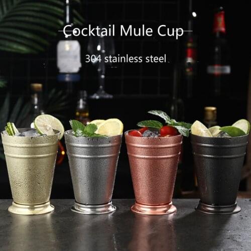 400ml Mint Julip Wine Glass Stainless Steel Cocktail Vodka Cup Metal Mojito Mule Mug Bar Dessert Shop Drinkware Step Design