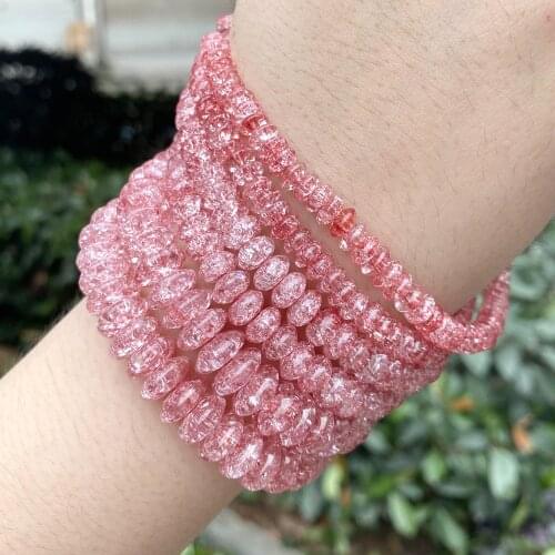 Natural Wine Red Cracked Crystal Rondelle Beads For Jewelry Making 6*3 8*4 10*5mm Spacer Loose Beads Diy Bracelet Necklace