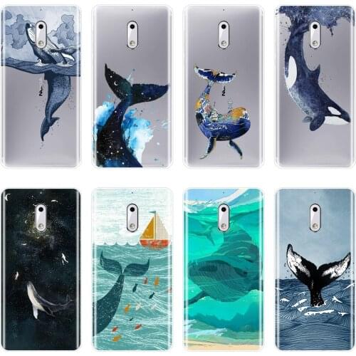 TPU Back Cover For Nokia 8 6 5 3 2 1 Whale Fish Wave Ocean Sea Cartoon Cool Silicone Soft Case For Nokia 7 Plus X6 Phone Case