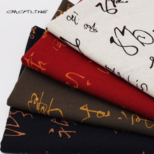 CMCYILING Printed Cotton Linen Fabric For Quilting Sewing Sofa Table Cloth Curtain Bags Material