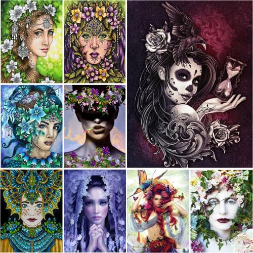 Diamond Painting Woman Full Drill 5D DIY Diamond Embroidery Mosaic Flower Rhinestone Picture Kit Portrait Room Decoration Art