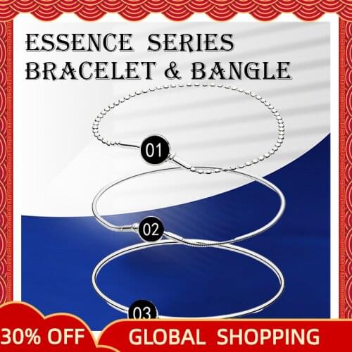 Rigid Wrist Cuff Bangles Bracelets Sterling Silver 925 Original Rose Gold Zircon Stone Fine Jewelry Women Gifts Earth Moon Stars