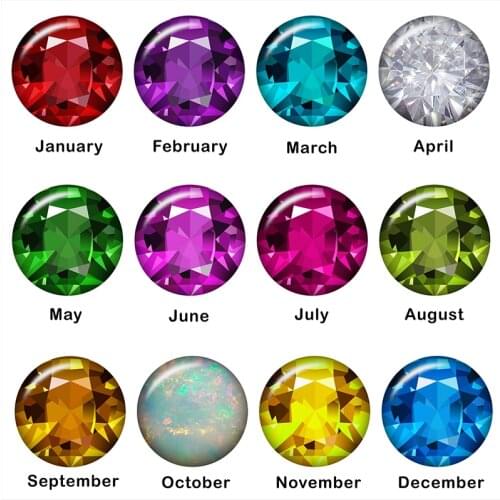 Birthstone constellation glass snap button Round photo glass cabochon demo flat back Making findings 12mm/18mm/20mm/25mm A7633