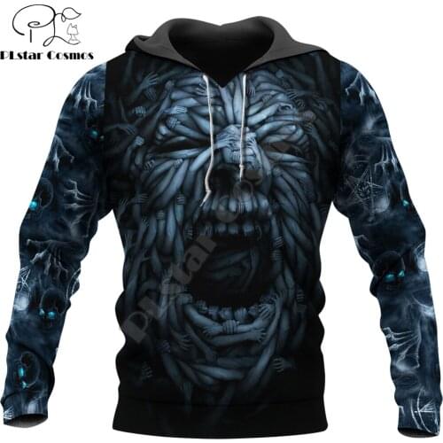 Scary hand Skull 3D All Over Printed Mens Autumn Hoodie Sweatshirt Unisex Streetwear Casual Zip Jacket Halloween Pullover KJ658