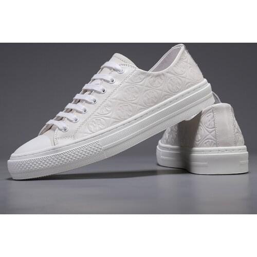 High-Quality Leather Shoes For Men Luxury Brand Casual And Comfortable Mens Shoes Lace-up Fashion Flat Shoes White Sneakers