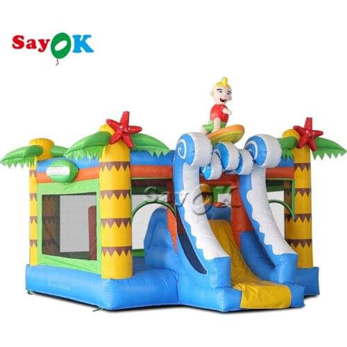5.2x4x3mH PVC Inflatable Bouncer Slide Inflatable Bouncy Castle with Surfing Boy for Party Event by Sea Shipping
