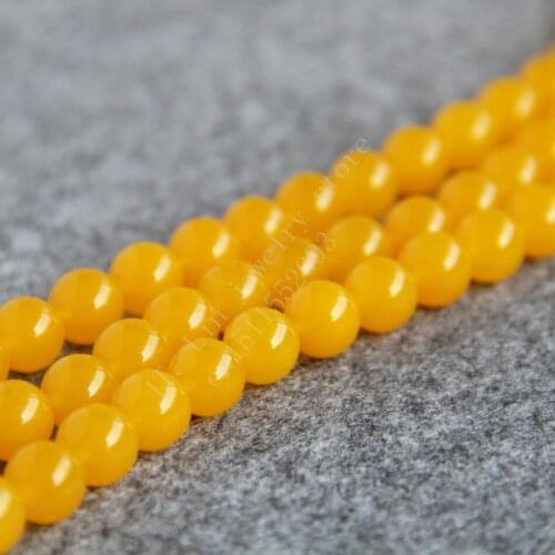 New style 10mm Yellow chalcedony round shape loose beads jewelry making design DIY wholesale 15"