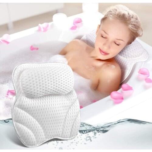 Hot Tub Pillow With Suction Cups Neck And Back Support Thickened Headrest Pillow For Home Hot Tub Bathroom Pillow Accessories