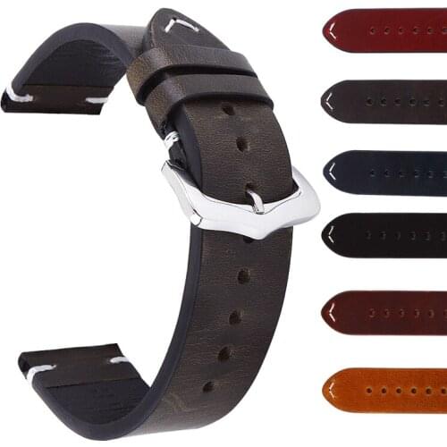 Watch accessories Vintage watchband 20mm 22mm 24mm leather watch strap Men Oil Leather watch band for Panerai
