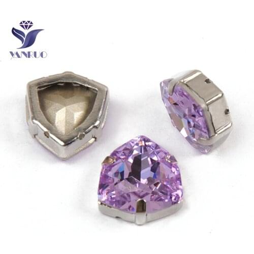 YANRUO 4706 All Sizes Violet Trilliant Sew On Crystals K9 Strass With Claw Point Back Purple Rhinestones For Jewelry Crafts