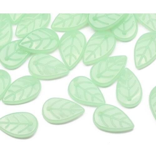 Light Green 18x11mm Leaf Shape Loose Acrylic Spacer Beads For DIY Jewelry Making Charm Necklace Bracelet Accessories Beaded