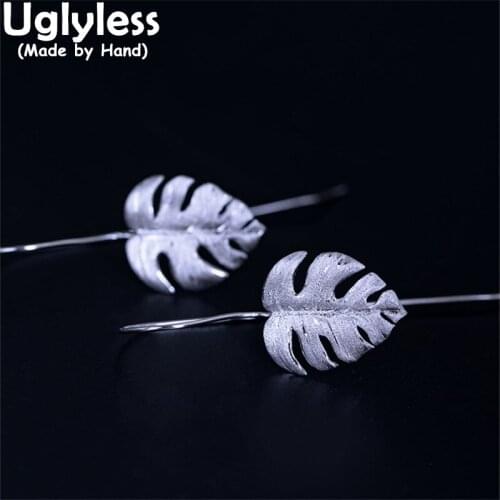 Uglyless Creative Banana Leaf Earrings Pendants Necklaces for Women Real 925 Silver Leaves Jewelry Sets Gifts Bijoux NO Chains