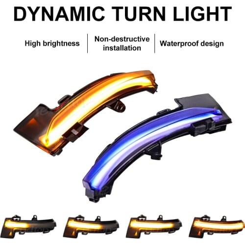 Water Blink Dynamic Flowing Side Mirror LED Turn Signal Light For Skoda Octavia Mk3 A7 5E 2014 -2019 Blue And Yellow Light