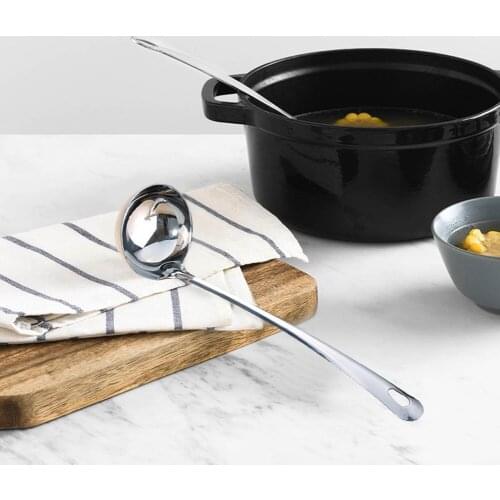 High Quality Thick Stainless Steel Rice Ladle Spoon Long Handle Round Rice Spoon Kitchen Cookware Hot Pot Spoon Cooking Tool