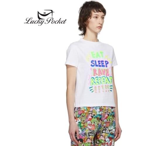 Women Summer White Letter Print Cotton Short Sleeve T-Shirt Ladies Casual Preppy Style O-Neck Tees Female Loose Fashion Top ML50