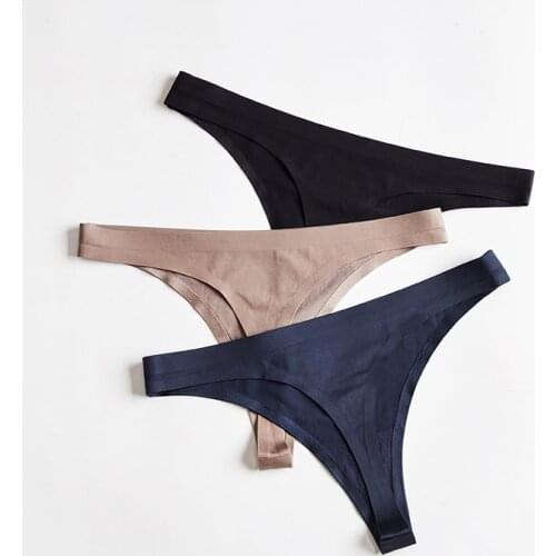 3pcs Woman Thongs Seamless Underwear For Women Sexy Sports Panty Female T-back G-string Underwear Ice Silk Ladies Underpants