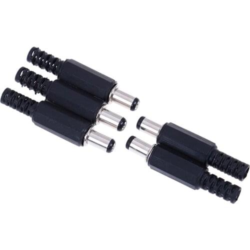 5 Pcs 5.5 X 2.1 Mm DC Power Plug For Welding Line Black 2.1mm X 5.5mm DC Power Male Plug Jack Adapter