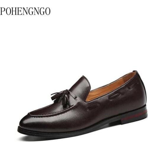 Big Size 38-48 Men Brogue British Oxford Dress Shoes Male Gentleman PU Leather Groom Wedding Footwear Flats Tassel Men Loafers