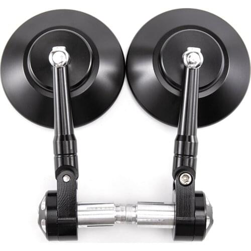 CNC Aluminum Cafe Racer Motorcycle Bar End Mirrors Side 22mm 7/8" Handlebar Mirror Universal Rear View For Street Bike Cruiser