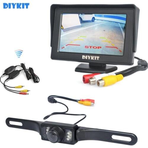 DIYKIT 4.3" Color TFT LCD Car Monitor + IR Night Vision HD Rear View Car Camera Wireless Parking Assistance System