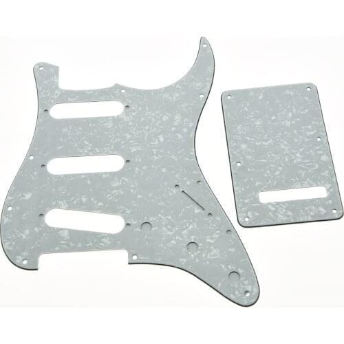 KAISH ST Pickguard,Back Plate and Screws SSS White Pearl