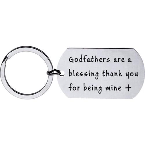 Godfather Gifts Godfathers are a Blessing Thank You for Being Mine Keychain Baptism Christian Faith Inspirational Gift