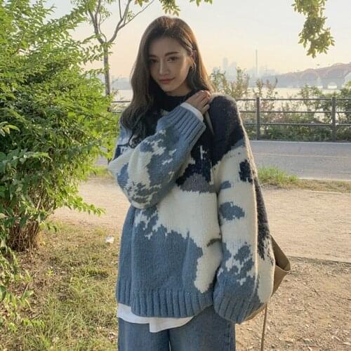 Richkeda Store New 2021 Winter Sweater Women Pullover Girls Tops Vintage Stripe Autumn Elegant Female Knitted Outerwear Warm
