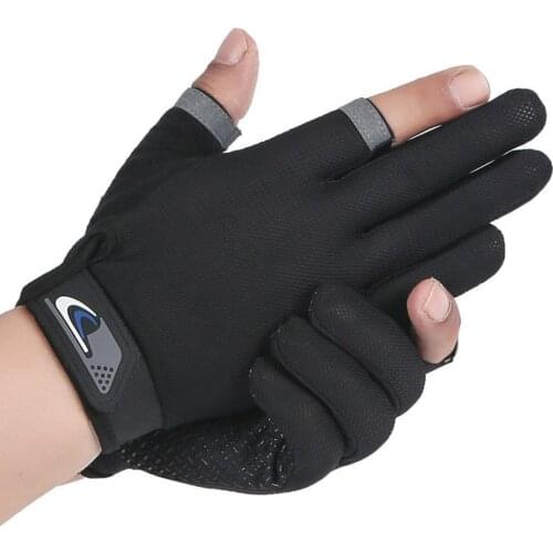 Anti-Slip Breathable Fishing Gloves Two Finger Cut Durable Fishing Cycling Gloves Pesca Fitness Carp Fishing Comofortable