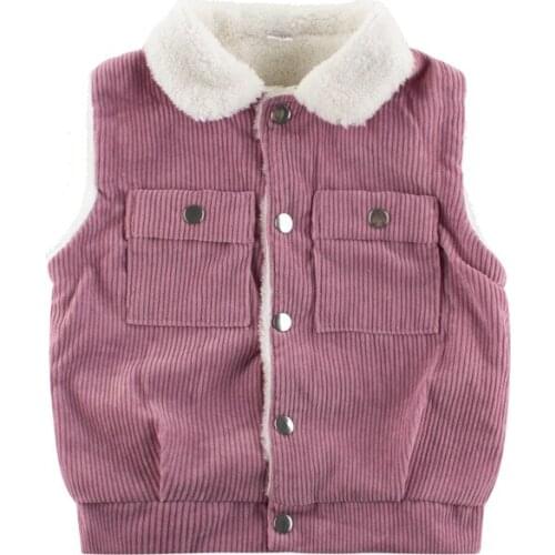 Autumn Winter New Childrens Vest Waistcoats Boys Girls Cashmere Coats Long Sleeve Turn-down Collar Warm Outerwear Dropshipping